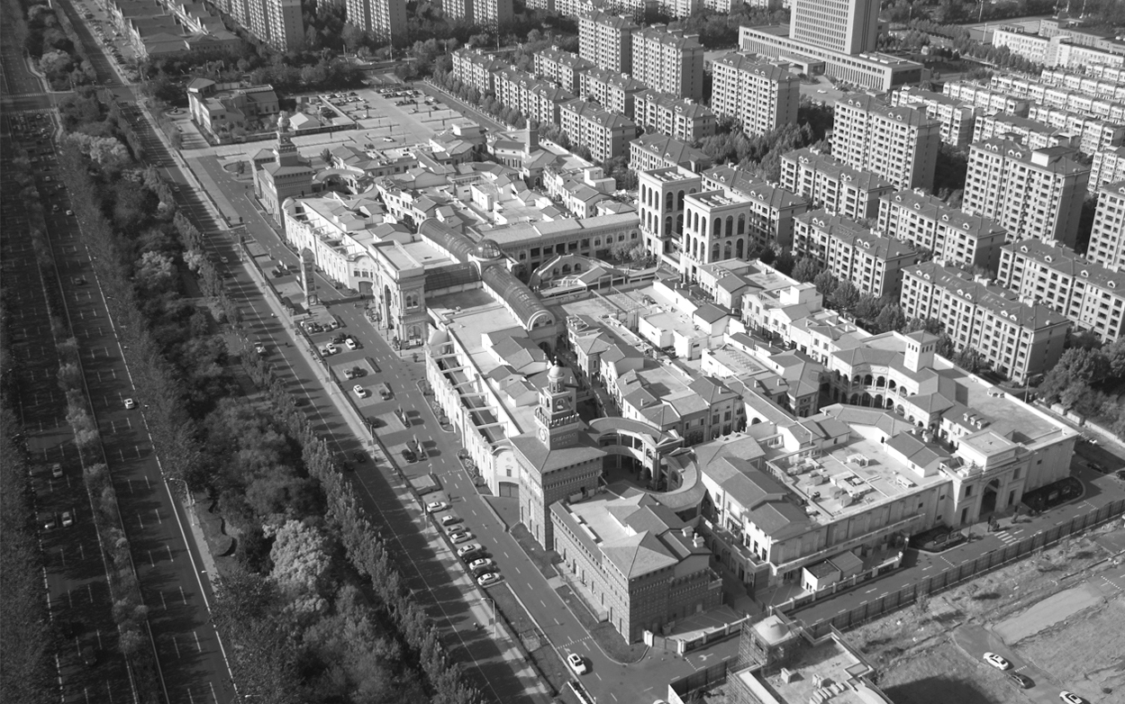 Modern buildings reflected in water